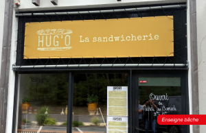 Enseigne bâche réalisée pour la sandwicherie Hug’O.