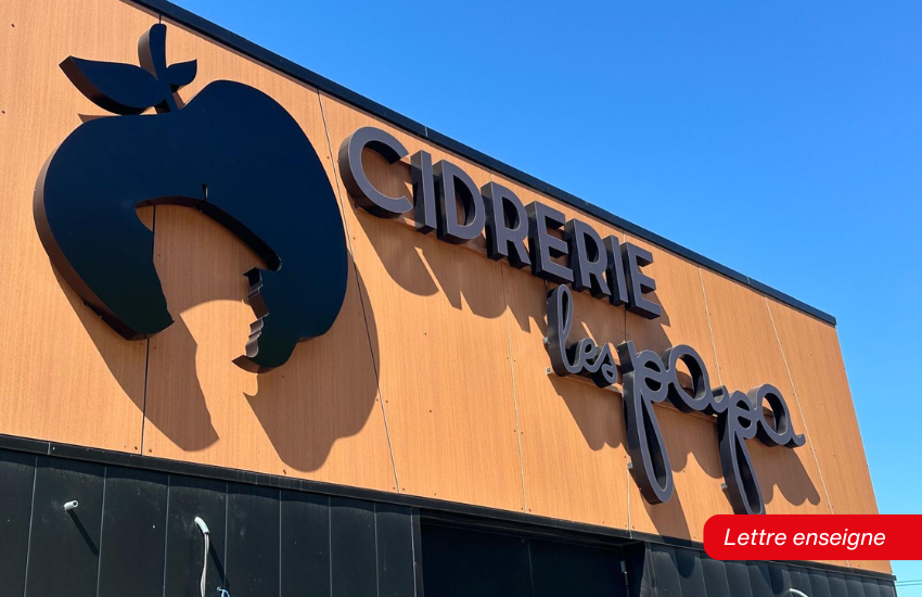 Lettre enseigne découpée réalisée pour la Cidrerie Les Papas.