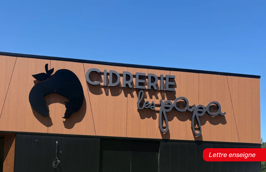 Lettre enseigne découpée réalisée pour la Cidrerie Les Papas.